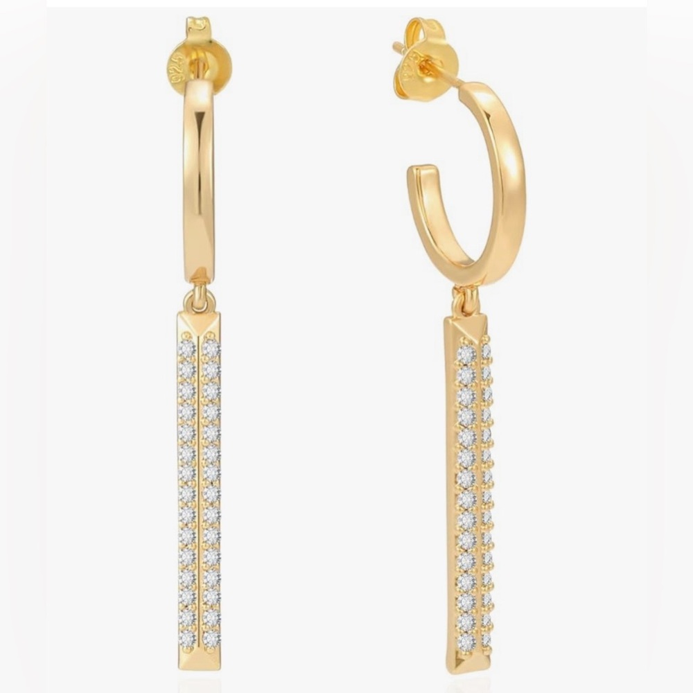 HOKEMP Bar Dangle Earrings for Women, 18K Gold